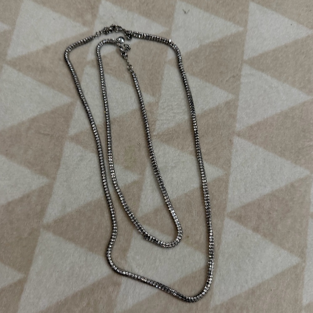 J crew Cubic zirconia cupchain necklaces set-of-two